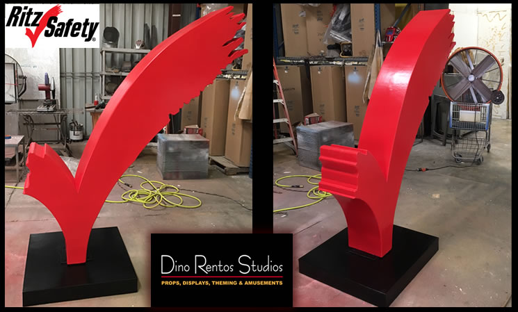Giant check mark logo custom made scenic sculpture props for tradeshow display